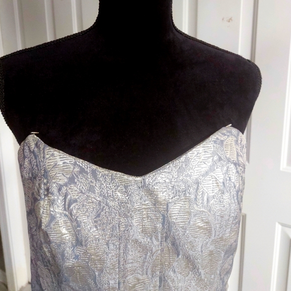 ‼️Gorgeous Badgley Mischka Cocktail/formal Sheath Brocade Dress  Silver Size 10 - Picture 4 of 8